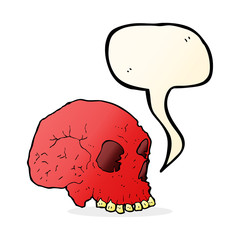 cartoon spooky skull with speech bubble
