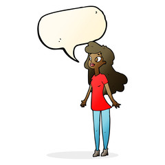 cartoon pretty girl with speech bubble