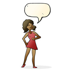cartoon proud woman with speech bubble