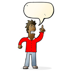 cartoon angry man making point with speech bubble
