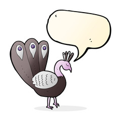 cartoon peacock with speech bubble