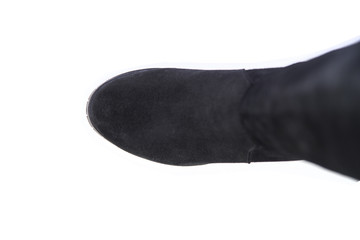 women's boots top view toe high boots on a white background