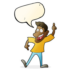 cartoon man with great idea with speech bubble