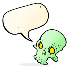 cartoon spooky skull with speech bubble