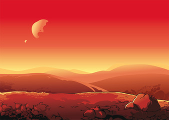 Martian landscape    Martian landscape. View surface of Mars. © denzorr