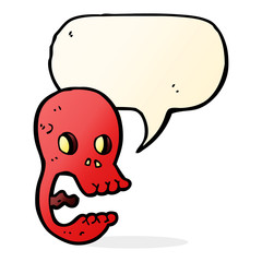 funny cartoon skull with speech bubble