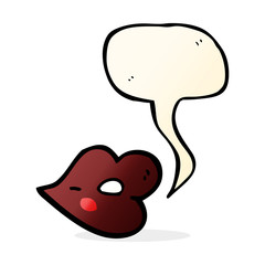 cartoon glossy lips with speech bubble