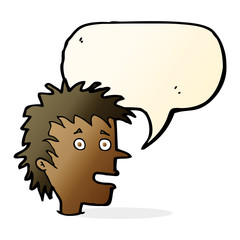cartoon excited boy with speech bubble