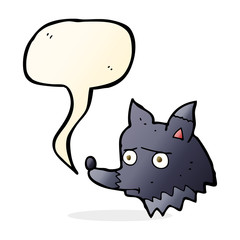 cartoon unhappy dog with speech bubble