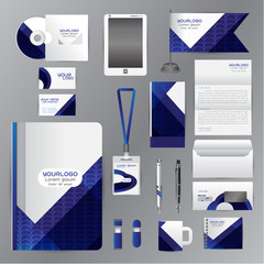 White identity template with blue origami elements. Vector compa © ploygraphic
