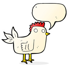 cartoon hen with speech bubble