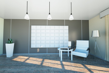 interior with chair 3d illustration