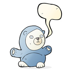 cute cartoon polar bear with speech bubble