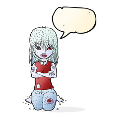 cartoon vampire girl with speech bubble