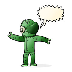 cartoon astronaut with speech bubble
