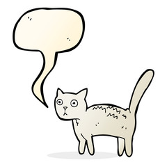 cartoon frightened cat with speech bubble