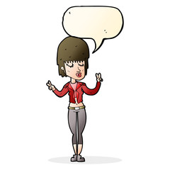 cartoon cool girl with speech bubble