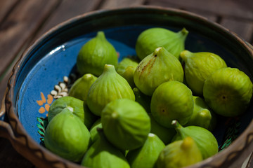 Figs in a blue painted clay pot
