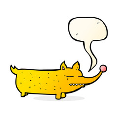 cartoon funny little dog with speech bubble