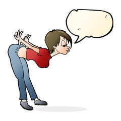 cartoon sexy woman with speech bubble