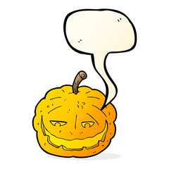 cartoon halloween pumpkin with speech bubble