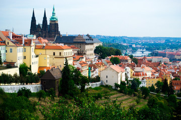 Fototapeta na wymiar PRAGUE, CZECH REPUBLIC - AUGUST 21, 2012: view of Prague, Czech