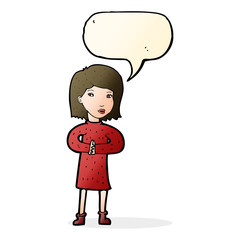 cartoon calm woman with speech bubble