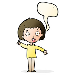 cartoon woman explaining her point with speech bubble