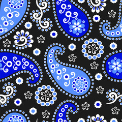 Paisley seamless pattern. Indian cucumber. Oriental decorative ornament