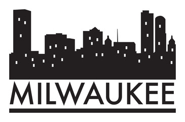 Abstract skyline Milwaukee, with various landmarks