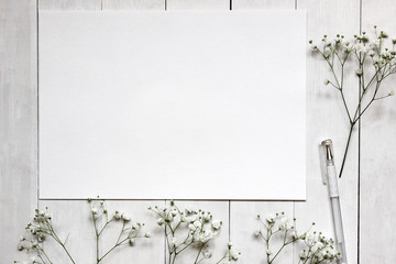 Mockup for presentations with Gypsophila flowers