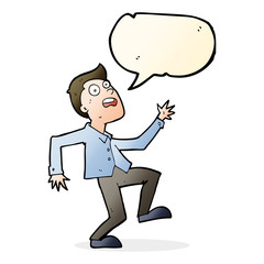 cartoon man panicking with speech bubble