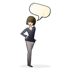 cartoon pretty woman with speech bubble