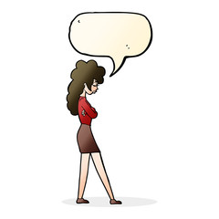 cartoon annoyed woman with speech bubble