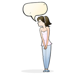 cartoon pretty woman with speech bubble