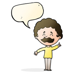cartoon man with idea with speech bubble