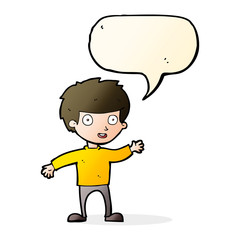 cartoon happy boy with speech bubble