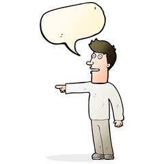 cartoon man pointing with speech bubble