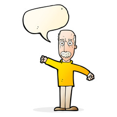 cartoon angry old man with speech bubble