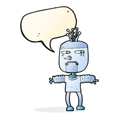 cartoon robot with speech bubble