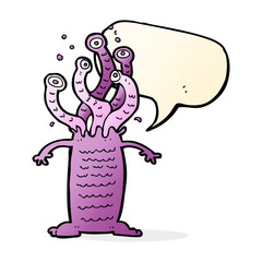 cartoon monster with speech bubble