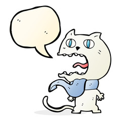cartoon frightened cat with speech bubble