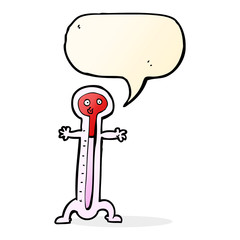 cartoon thermometer with speech bubble