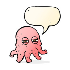 cartoon alien face with speech bubble