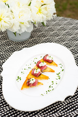 catering plate of small horderves