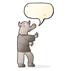 cartoon werewolf with speech bubble
