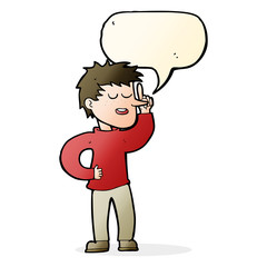 cartoon man with idea with speech bubble