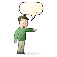 cartoon man pointing with speech bubble