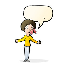 cartoon woman telling lies with speech bubble