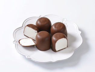 Chocolate-coated marshmallow treats